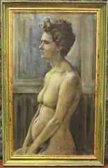 J. Moore, The Artist's Wife' (Half Length Portrait of a Pregnant Nude), oil on canvas