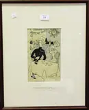 Osbert Lancaster, But Lady Littlehampton, that's all wrong, I should be drinking out of your shoe!' and 'I shall know that I've had enough…, a pair of mid-20th century ink with crayon cartoon illustrations