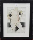 John Emanuel, Seated Female Nude, ink with watercolour