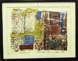 Enrico Cervelli, Letters Images 19', and 'Letters Images 7, 1960, a pair of mixed media screenprints with oil paint impasto and gold leaf