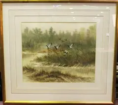Charles Harrison, Mallards in Flight, watercolour