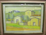 Dino Migliorini, Casolare Chianti' (Buildings in a Tuscan Landscape), oil on canvas