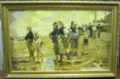 E.K. Hudler, Figures on a Beach, oil on canvas