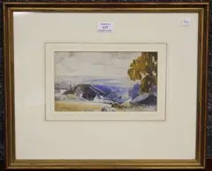 John Muir, Cottages in a Landscape, watercolour