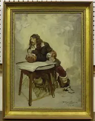 Seated Cavalier by John Seymour Lucas, 1884, oil on canvas, sold Nov 2021
