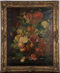 Jan van Balen, Still Life with Flower-filled Urn and Bee, oil on canvas