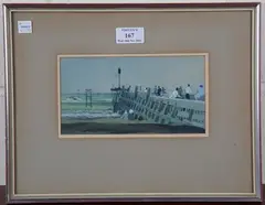 Peter Iden, Littlehampton Pier, watercolour with gouache
