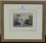 François Joseph Nolau, Parisian Scene with a Fountain, the Arc de Triomphe in the distance, watercolour