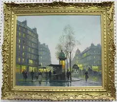 Charles Janin, Wet Evening in Paris, oil on canvas