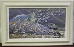 John Davis, Coastal Landscape with Birds and Seal, 21st century oil on board