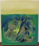 Gopal S. Avridekar, Abstract, oil with encaustic and mixed media on canvas