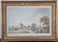 Captain Duncan, Extensive Landscape with Cattle, Buildings and River beyond, watercolour