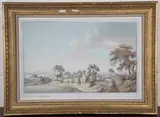 Captain Duncan, Extensive Landscape with Cattle, Buildings and River beyond, watercolour