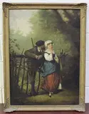 W.H. Chapman, Hunter wooing a Woman at a Fence, oil on canvas