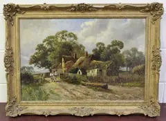 Horse and Cart on a Road near a Farm by Walter Norfolk, oil on canvas, sold Nov 2021