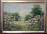 W. Wilfrid Thomas, Extensive Landscape with Wild Flowers, oil on canvas-board