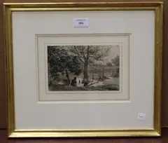 Joshua Cristall, A Man Seated by a Pond, watercolour