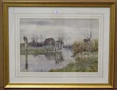 Arthur Anderson Fraser, The Ouse, Houghton Mill, Hants, 1890, watercolour