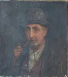 Charles E. Waltensperger, Half Length Portrait of a Man Smoking a Pipe