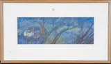 Margaret Hepburn, Downland Cottages, Winter Evening, pastel with coloured chalks