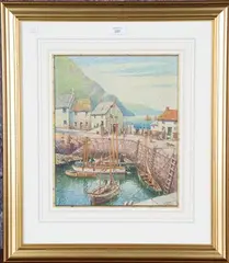 James McGavin Greig, West Country Harbour Scene, oil on board