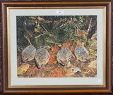 Michael P. Jevon, Four Hedgehogs, 2001, mixed media on board