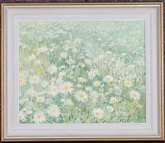 Michaelmas Daisies by Jeanne Coutauld, oil on canvas, sold Jun 2021