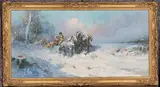 Guido Montanari, Troika in the Snow, oil on canvas