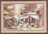 Fung Sau Fung, Hong Kong Street Scene, oil on canvas
