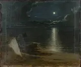 Philip Streatfield, Moonlit Coastal View, oil on canvas