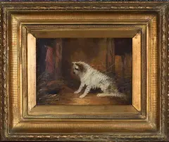 Terrier in a Barn by J Langlois, oil on board, sold Jun 2021