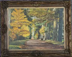 M. Verbrugghe, View along an Avenue of Autumnal Trees, oil on canvas