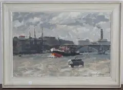 David Wilson, Rough Water, The Pool of London, oil on canvas