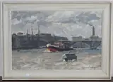 David Wilson, Rough Water, The Pool of London, oil on canvas
