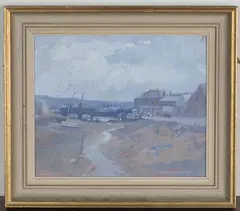Norman Battershill, Low Tide, Newhaven, oil on board
