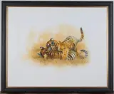 Matthew Hillier, Two Tigers at Play, watercolour