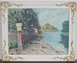 Danton Adams, View along a River, oil on canvas