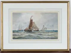 Boats at Sea by Robert Thornton Wilding, watercolour and gouache, sold Feb 2021