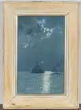 G. Hayes, Moonlit Seascape with Warships, 1900, oil on canvas