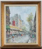 Salvadore Demone, View of the Moulin Rouge, Paris, oil on canvas