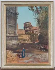 Henry Boatwright, Capriccio Historical View of the Colosseum with Figures in the foreground, oil on canvas