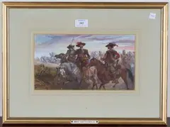Charles Cattermole, Riding into Battle, watercolour