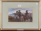 Charles Cattermole, Riding into Battle, watercolour