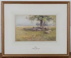 Mary Stormont, Noon' (Sheep resting in the shadow of a Tree), watercolour