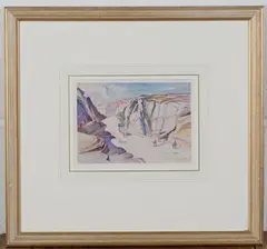 Tom Anderton, A Cornish Fishing Cove, watercolour over pencil traces