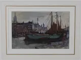 D. Verheul, Jr., Leuvehaven, Rotterdam, 1914, watercolour
