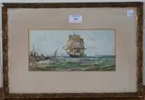 Archibald Webb, Sailing Vessel approaching a Harbour Wall, watercolour