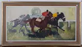 Julius van de Pol, First, Second, Third' (Horse racing Scene), oil on canvas