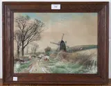 Henry Charles Fox, Lane at West Chiltington' and 'Parbrook Village, Billingshurst