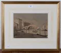 Anthony Flemming, Venice, Tri Arch Bridge, watercolour and ink